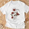 蛇爬虫類 蛇 バラ 花 爬虫類 ギフト Tシャツ 高齢者への贈り物