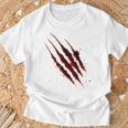 血まみれのシャツ ハロウィン ゾンビ 爪 マーク 血のはね Tシャツ 高齢者への贈り物