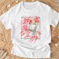 赤いクモのユリの花 日本の頭蓋骨 オタクのバックプリント Tシャツ 高齢者への贈り物
