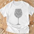 赤ワイングラス ワード アート オブ ワイン タイプ ブラック テキスト Tシャツ 高齢者への贈り物