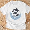 面白tシャツ シャチ 海 クジラ サメ おもしろ かわいい グッズ 服 ネタ メンズ オリジナル 夏 Tシャツ 高齢者への贈り物