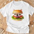 面白いtシャツ フレンチブルドッグ 犬 ハンバーガー メンズ グッズ かわいい おもしろ 面白い 服 ネタ 長袖tシャツ Tシャツ 高齢者への贈り物