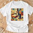 面白いtシャツ 猫 ネコ 読書 勉強 メンズ 猫好き グッズ おもしろ 面白い 服 ネタ 猫の下僕 浮世絵 長袖tシャツ Tシャツ 高齢者への贈り物