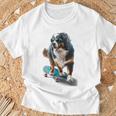 面白いスケートボード バーニーズマウンテンドッグ スケーター スケートグラフィック Tシャツ 高齢者への贈り物