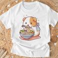 面白いモルモット 箸でラーメンを食べる アニメ 長袖tシャツ Tシャツ 高齢者への贈り物