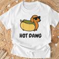 面白い犬 ホットドッグ 食通 駄洒落ギフト 男性 女性 キッズ 男の子 女の子 Tシャツ 高齢者への贈り物
