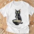 黒猫 ラーメン 麺 和食 Tシャツ 高齢者への贈り物