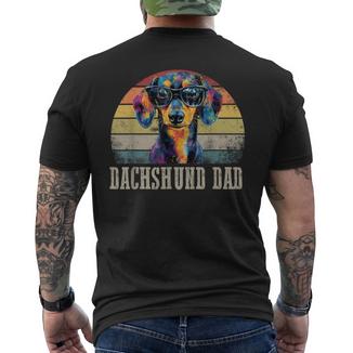 Bassotto Papà Amante Dei Cani Colorato Artistico Bassotto Proprietario T-shirt da uomo con stampa posteriore - Novitaregali
