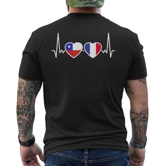 Chili France Drapeau Battement De Coeur Français Chilien T-shirt imprimé au dos - Cadeauxyz