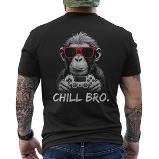 Chill Bro Cooler Affe Mitonnenbrille Geschenkidee Gamer T-Shirt mit Rückendruck - Geschenkecke