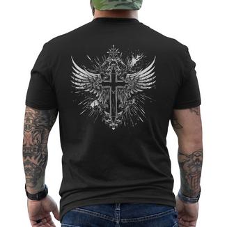 Cross Wings Y2k Alt Grunge Emo Ästhetischer Gothic-Druck T-Shirt mit Rückendruck - Geschenkecke