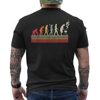 Divertente Barbecue Barbecue Papà Evoluzione Uomointage Retrò T-shirt da uomo con stampa posteriore - Novitaregali