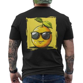 Lustigesommerfrucht Mit Dieseronnenbrille Zitronen-Kostüm T-Shirt mit Rückendruck - Geschenkecke