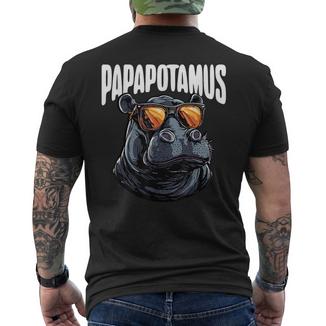 Papapotamus Festa Del Papà Miglior Papà Ippopotamo T-shirt da uomo con stampa posteriore - Novitaregali