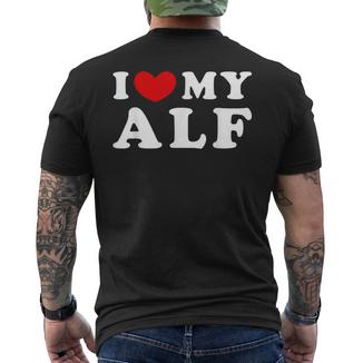 Personalized For Alf & Friends Ich Liebe Mein Alf -Erwachsenechwarz T-Shirt mit Rückendruck - Geschenkecke