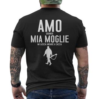Uomo Io Amo Mia Moglie Detto Divertente Cacciatore Caccia Papà T-shirt da uomo con stampa posteriore - Novitaregali