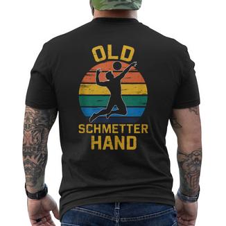 Volleyball Oldchmetterhand Beachvolleyballolleyballer T-Shirt mit Rückendruck - Geschenkecke