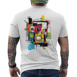 Art Coloré Abstrait Dessin Géométrique Maison Graphique T-shirt imprimé au dos - Cadeauxyz