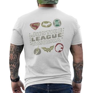 Justice Leagueymbols Blue T-Shirt mit Rückendruck - Seseable
