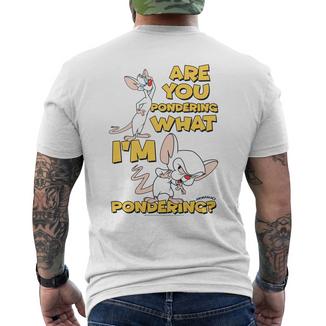 Pinky And The Brain Pondering Long-Sleeved T-Shirt mit Rückendruck - Seseable
