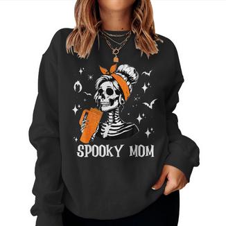 Spooky Mom Groovy Vintage Halloween Spooky Mama Mother Women Sweatshirt - Monsterry