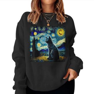 Van Gogh Gatto Della Nottetellata Per Amanti Dei Gatti Mamma E Papà Dei Gatti Women Sweatshirt - Novitaregali