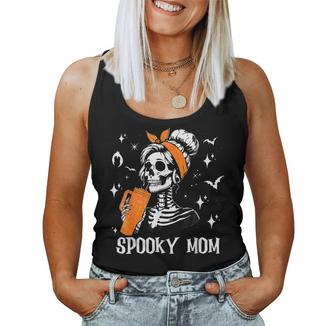 Spooky Mom Groovy Vintage Halloween Spooky Mama Mother Women Tank Top - Monsterry