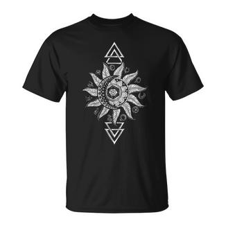 Boho Geometríaagrada Horóscopo Luna Tarot Astrología Cuello Camiseta unisex - Regaloses