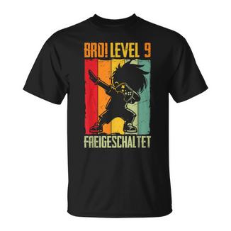 Bro Level 9 Unlocked 9Th Birthdayideo Gamer Boy T-Shirt - Seseable