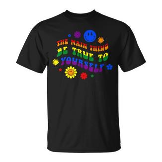 Diseño Retro Colorido Con Arcoíris Y Flores Para Orgullo Gay Camiseta unisex - Regaloses