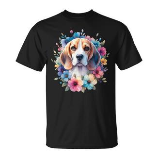 Floral Beagle Mom Dog Lovers Cute Mama Puppy Mother's Day T-Shirt - Monsterry