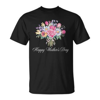 Happy Mother's Day For Mom Cute Mama Floral Bouquet T-Shirt - Monsterry