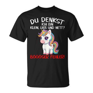 Lustiges Einhorn Du Denkst Ich Bin Klein Lieb Nettpruch T-Shirt - Geschenkecke