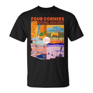 Monument National Four Corners Avec Parcs Nationaux Rétro T-Shirt - Cadeauxyz