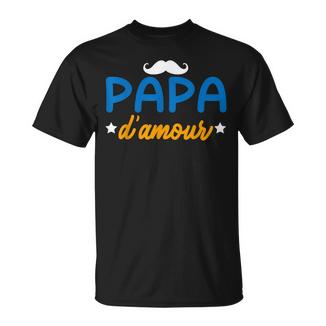 Papa D'amour Moustache Fête Des Pères Famille Homme Cadeau T-Shirt - Cadeauxyz