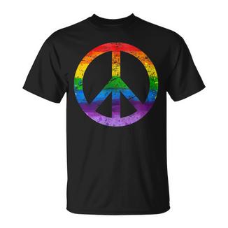 Simbolo Paz Hippie Bandera Lgbt Arcoiris Lesbian Gay Pride Camiseta unisex - Regaloses