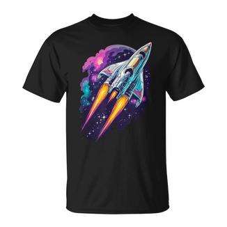 Universe Rockettart Cosmoshuttle Flight Galaxypace T-Shirt - Seseable