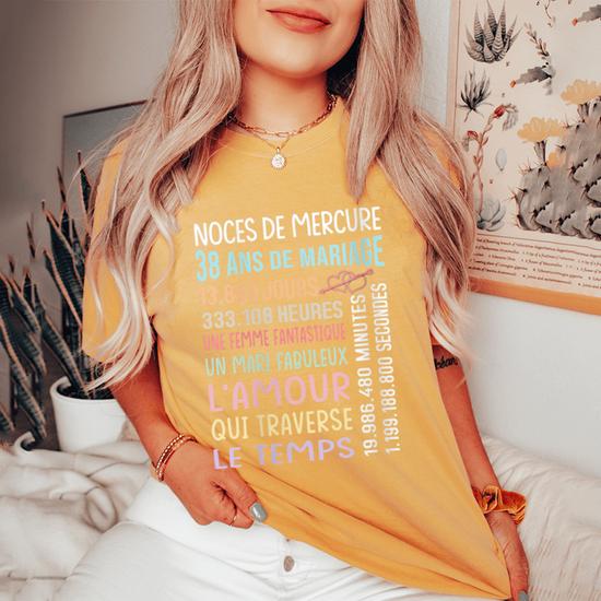 Sweatshirt Noces De Mercure 38 Ans De Mariage - Cadeau Couple Amoureux Humoristique