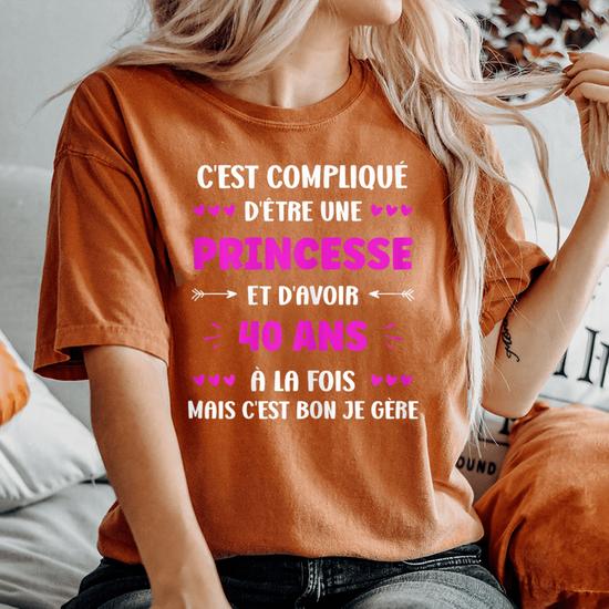Débardeur Humour Femme 40 Ans - Message 'Princesse 40 Ans', Cadeau D'anniversaire Drôle Et Décontracté