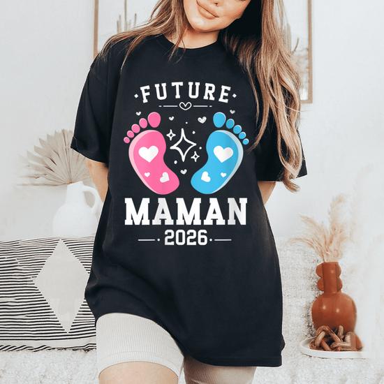 T-shirt Femme Enceinte Original T-Shirt Humour Grossesse - Future Maman - Col En V - Coton - Cadeau Drôle Col En V Coton