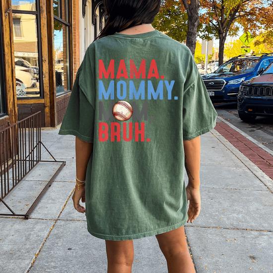 Mama Theory 20aw 異素材レイヤードプルオーバー Mama Mommy Mom Bruh Baseball Vintage Mom Women's Oversized Comfort