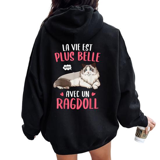 Generisch Sweat à Capuche Pour Femme Avec Poche Pour Chat Drôle Chat Chien Sac De Transport Sweat à Manches Longues Pour Femme Sweat à Capuche D'hiver Respirant Mode Avec Polaire, Blanc., S