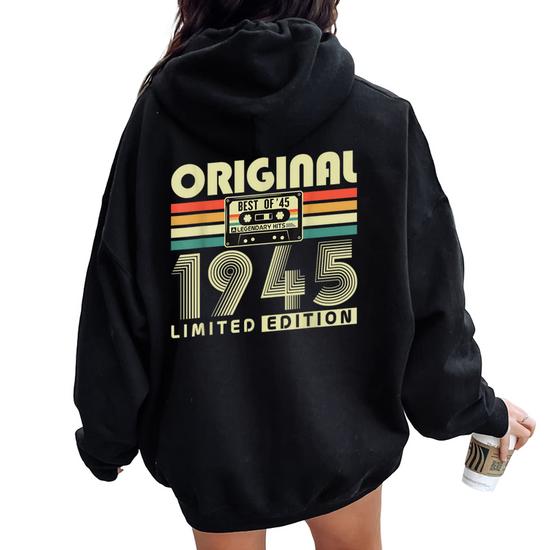 Sweat à Capuche Anniversaire 80 Ans Homme – Millésime 1945 – Cadeau Drôle Édition Limitée – Vintage 80 Ans