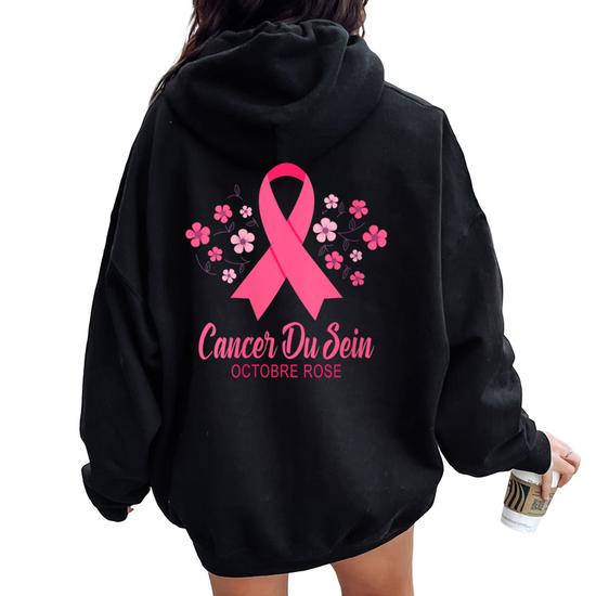 Sweat à Capuche 'En Octobre On Porte Du Rose' - Cadeau Solidarité Cancer Du Sein - Coupe Classique