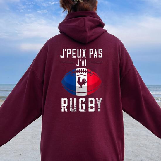 Sweat à Capuche "Je Peux Pas J'ai Rugby" - Cadeau Humoristique Pour Joueur Ou Supporter - 3