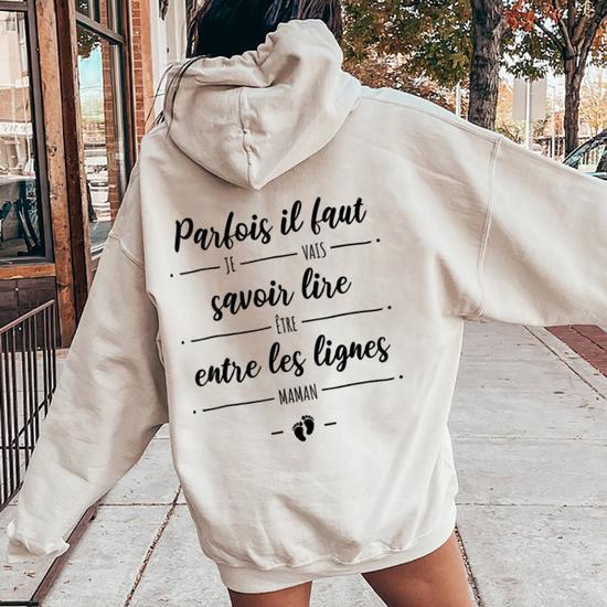 Jeais Être Maman Annonce Grossesse Drôle Eturprise Sweat à capuche oversize pour femme avec imprimé dans le dos