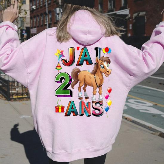 Sweat à Capuche Enfant Avec Motif Cheval - Veste De Survêtement Noire Manches Longues - Idéal Automne Hiver - 6
